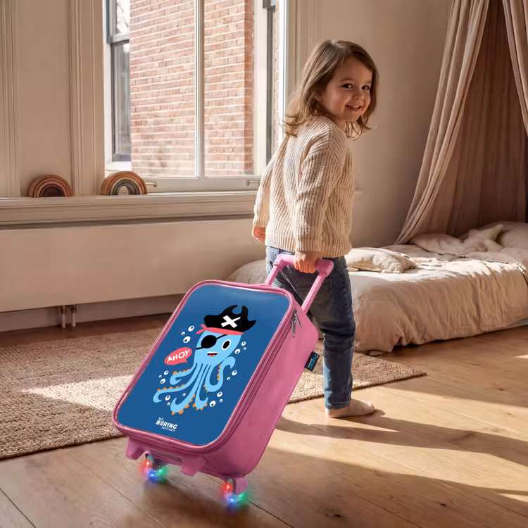 Piraten octopus met een hoed Kinderkoffer - Roze klein -sfeer1