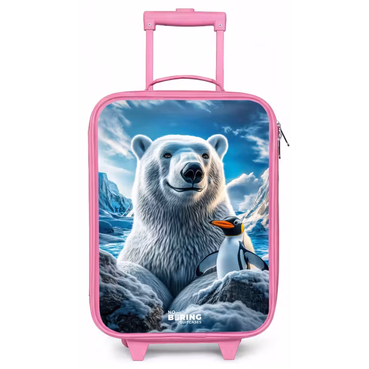 IJsbeer en pinguïn in besneeuwd berglandschap Kinderkoffer - Roze klein -zz3dotto