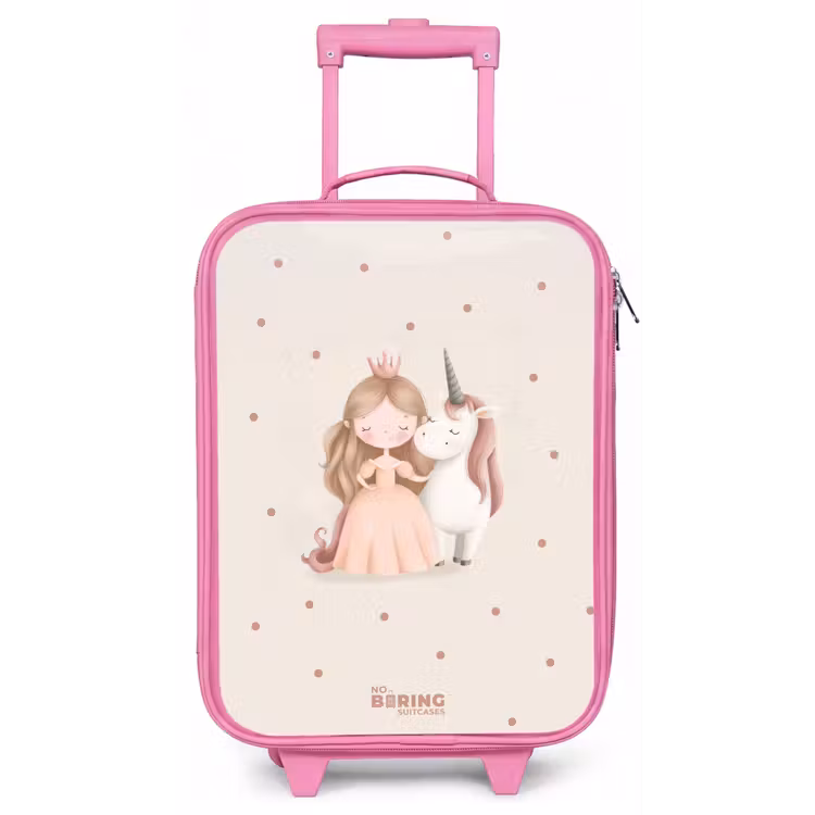 Prinses en een eenhoorn in pastel kleuren Kinderkoffer - Roze klein -zz3dotto