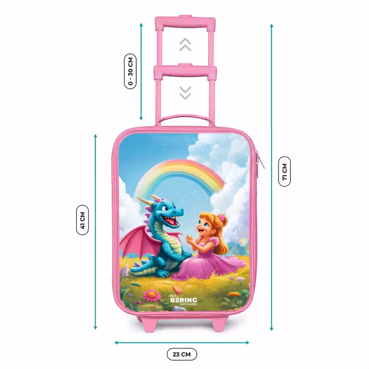 Prinses en dino in een kleurrijke wereld Kinderkoffer - Roze klein -productfoto_formaten