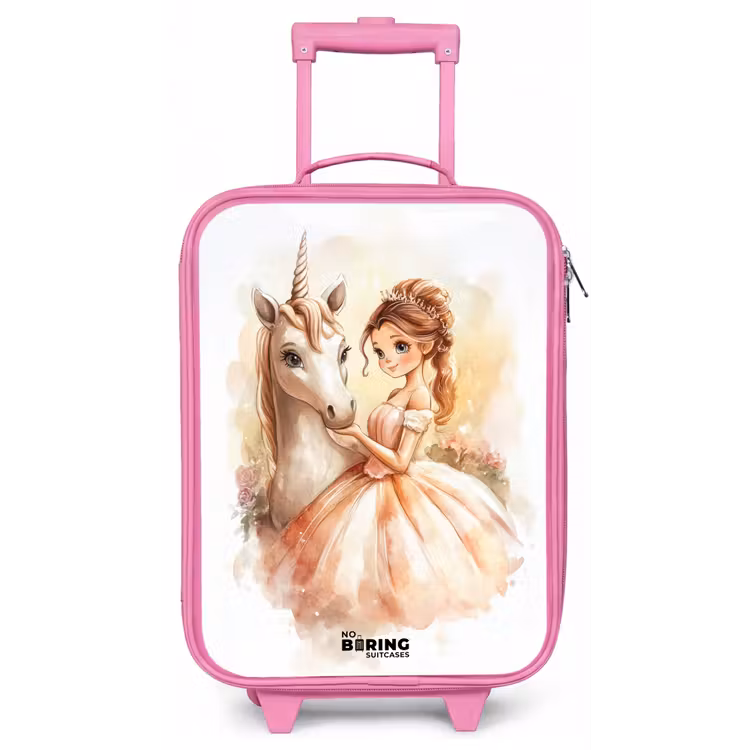 Prinses in jurk met witte eenhoorn Kinderkoffer - Roze klein -zz3dotto