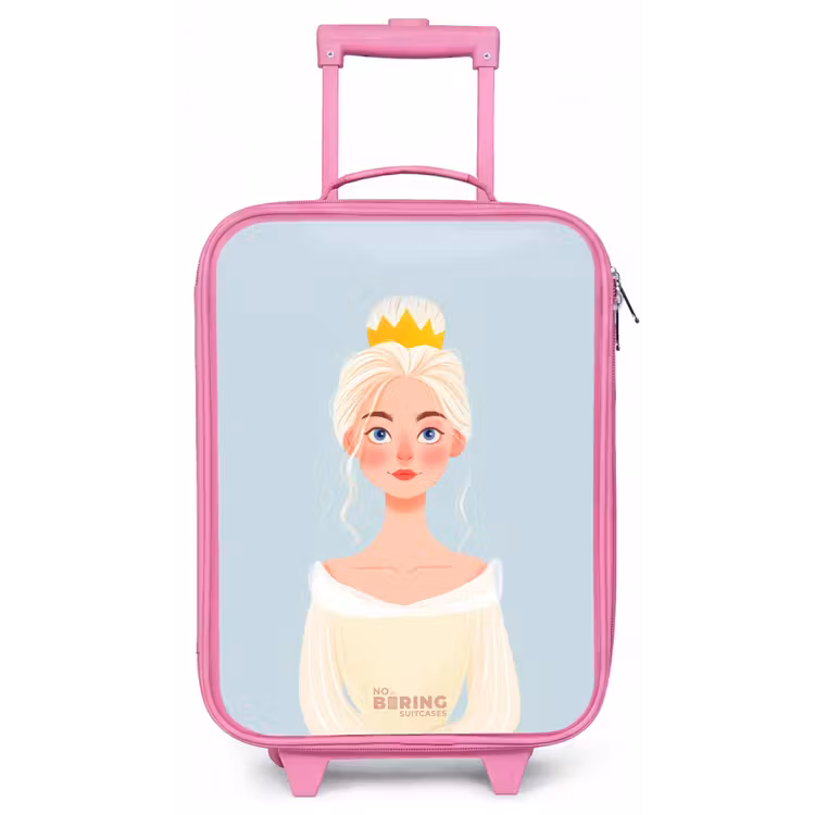 Prinses met een gouden kroon - Blauw Kinderkoffer - Roze klein -zz3dotto