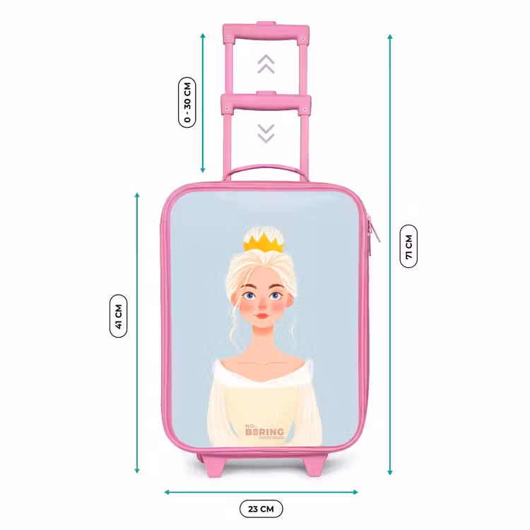 Prinses met een gouden kroon - Blauw Kinderkoffer - Roze klein -productfoto_formaten