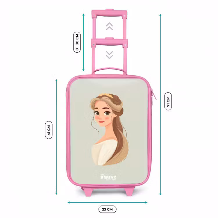 Prinses met een tiara - Groen Kinderkoffer - Roze klein -productfoto_formaten