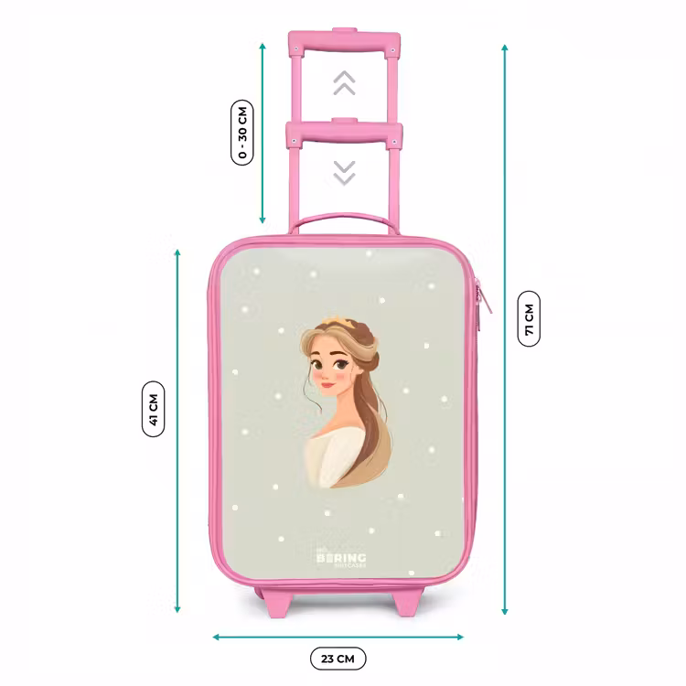 Prinses met tiara op groene stippenachtergrond Kinderkoffer - Roze klein -productfoto_formaten
