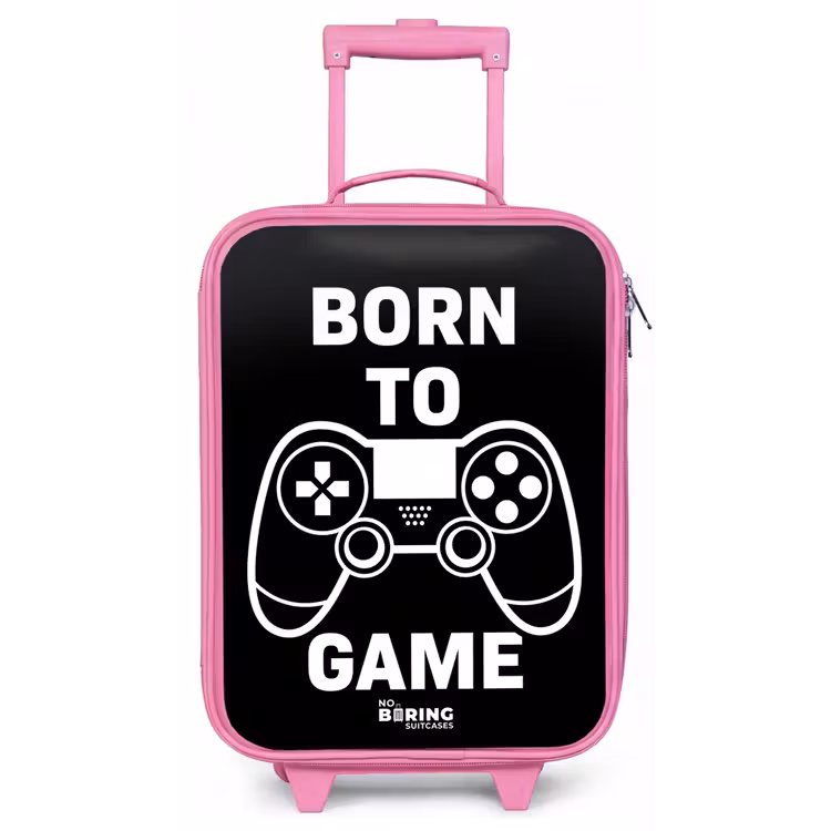 Qoute met controller in zwart wit Kinderkoffer - Roze klein -zz3dotto
