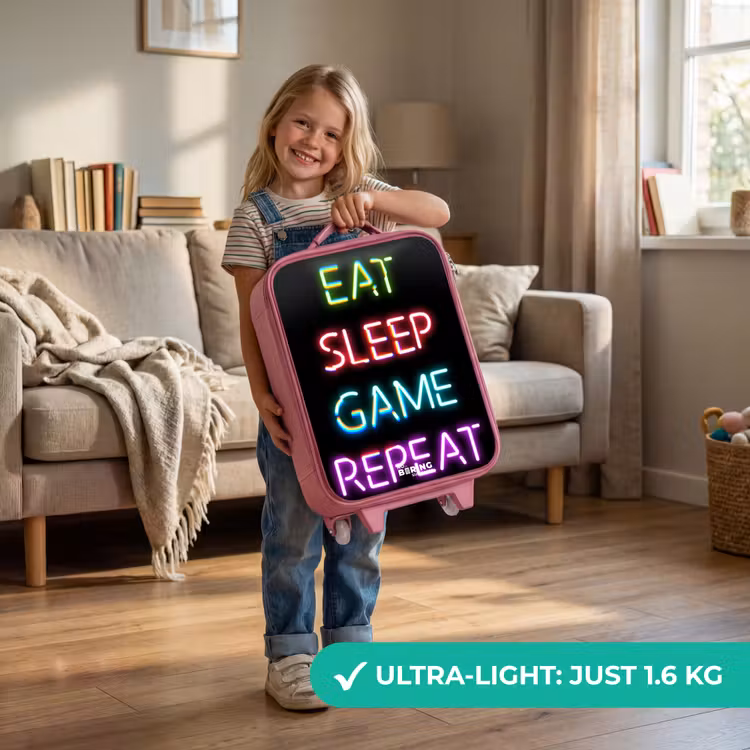 Qoute met neon lichten Kinderkoffer - Roze klein -sfeer2_EN