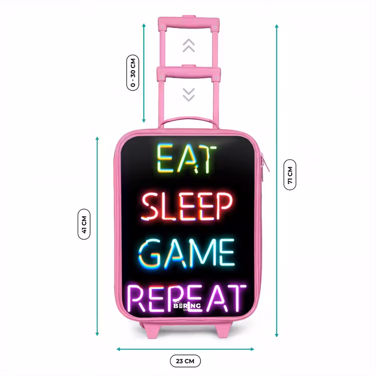 Qoute met neon lichten Kinderkoffer - Roze klein -productfoto_formaten