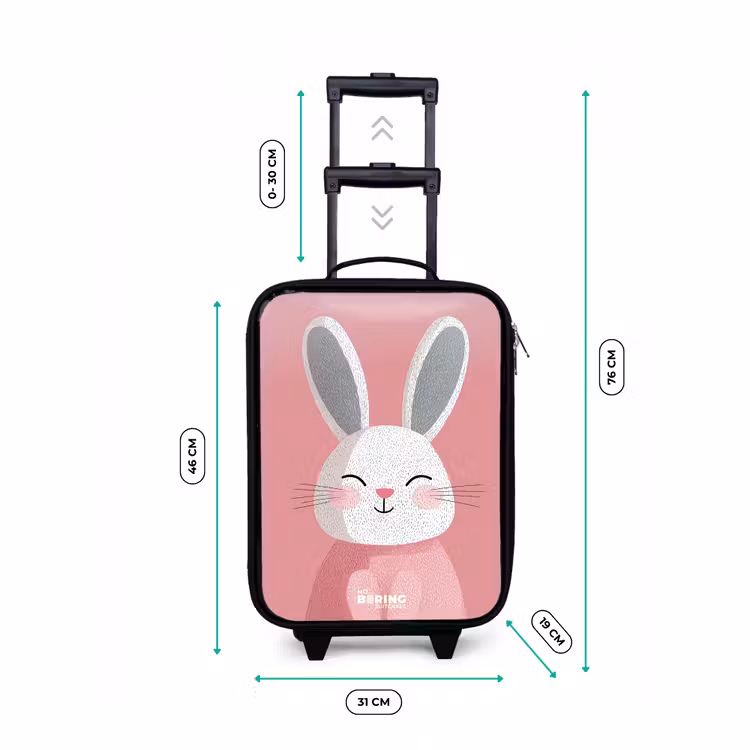 Roze - Konijn - Glimlach - Illustratie Kinderkoffer - Zwart klein -productfoto_formaten
