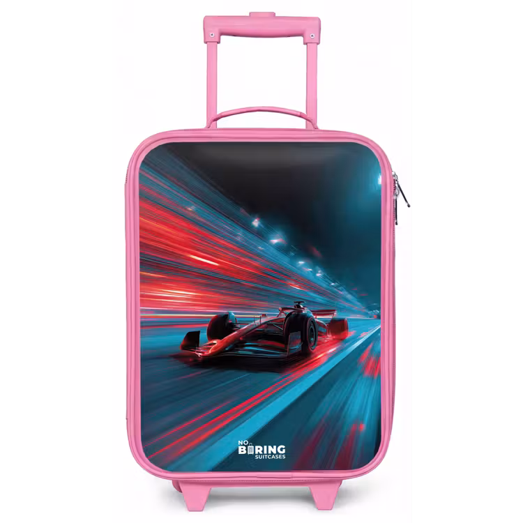 Raceauto - Baan - Neon - Verlichting Kinderkoffer - Roze klein -zz3dotto