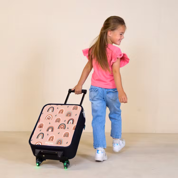 Roze regenbogen patroon Kinderkoffer - Zwart klein -sfeer1