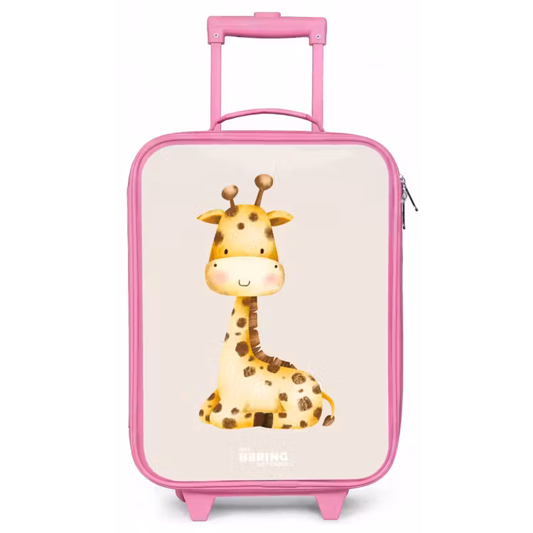 Liggende giraffe illustratie op beige achtergrond Kinderkoffer - Roze klein -zz3dotto