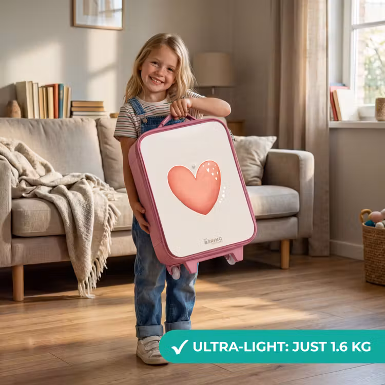Rood hart op een beige achtergrond Kinderkoffer - Roze klein -sfeer2_EN