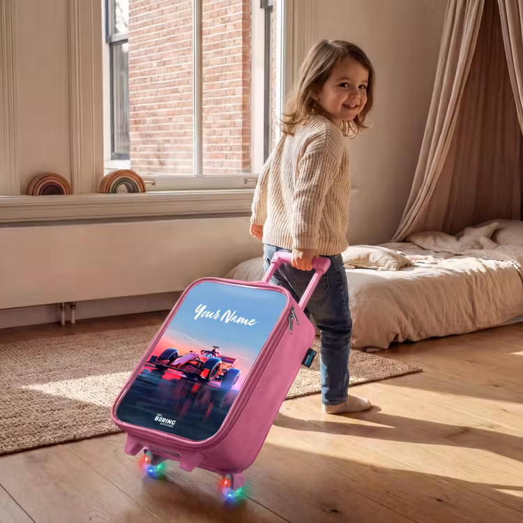 Rode racer Kinderkoffer - Roze klein -sfeer1
