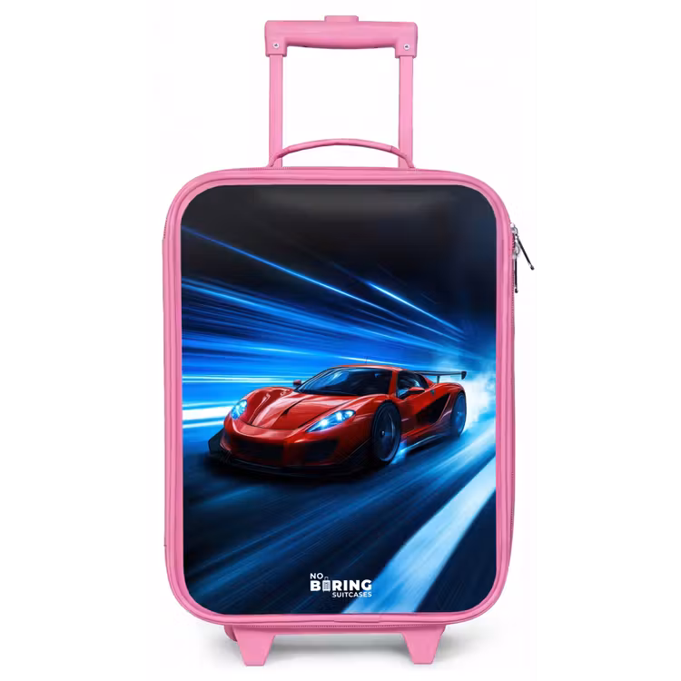 Rode racewagen in digitale snelheidswereld Kinderkoffer - Roze klein -zz3dotto