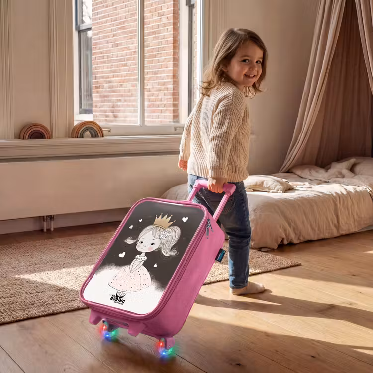 Verlegen prinses met bloem Kinderkoffer - Roze klein -sfeer1