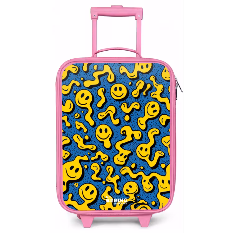 Smiley - Blauw - Geel Kinderkoffer - Roze klein -zz3dotto