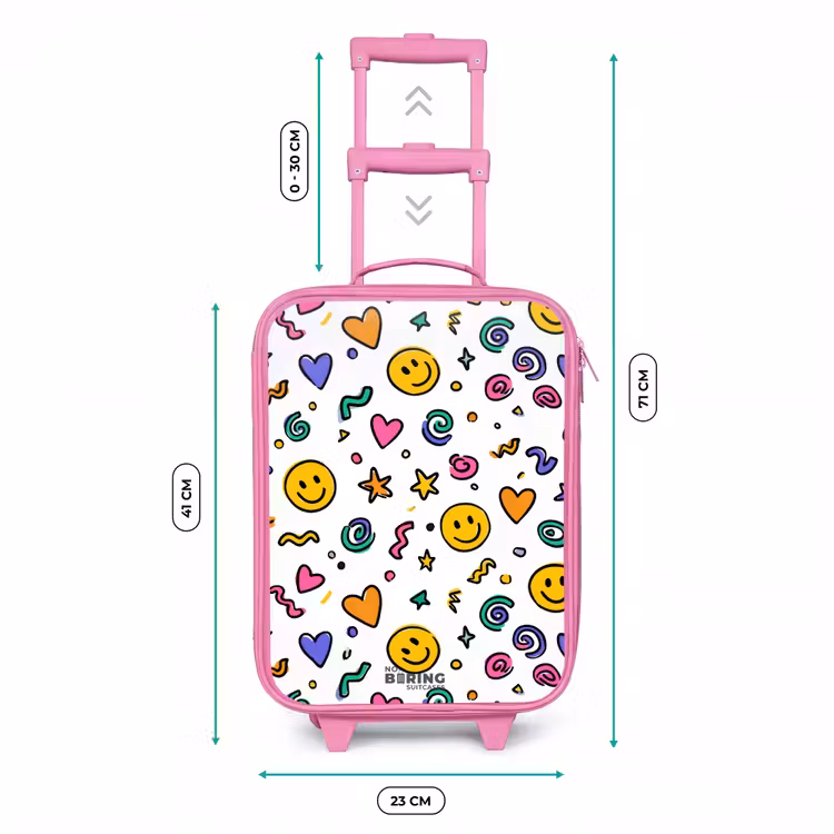 Smiley - Hartje - Ster Kinderkoffer - Roze klein -productfoto_formaten