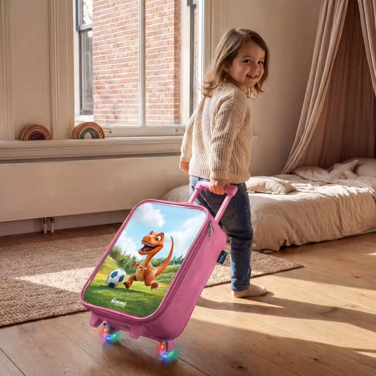 Voetbal - Dino - Sport Kinderkoffer - Roze klein -sfeer1