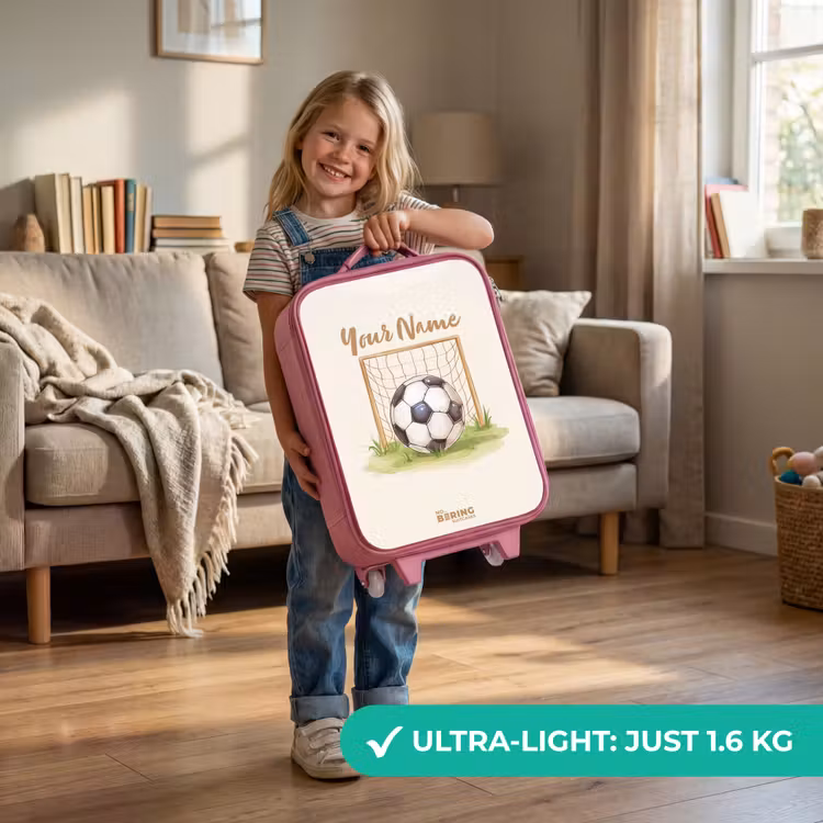 Voetbal in een goal Kinderkoffer - Roze klein -sfeer2_EN