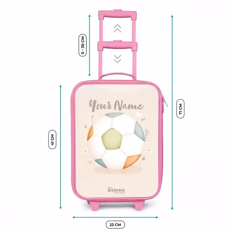 Voetbal in beige pastel kleuren Kinderkoffer - Roze klein -productfoto_formaten