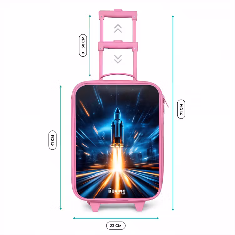Ruimteraket stijgt op in nachtelijk lichtspektakel Kinderkoffer - Roze klein -productfoto_formaten