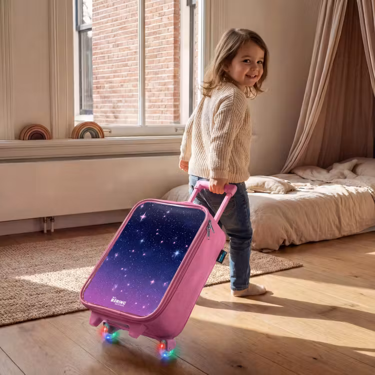 Sterren - Galaxy - Blauw - Roze Kinderkoffer - Roze klein -sfeer1