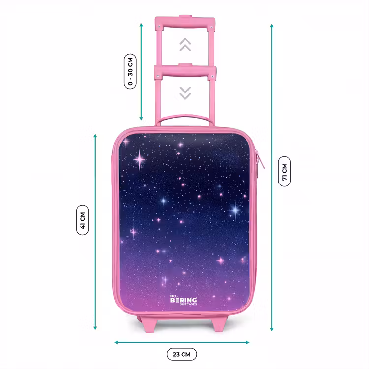 Sterren - Galaxy - Blauw - Roze Kinderkoffer - Roze klein -productfoto_formaten