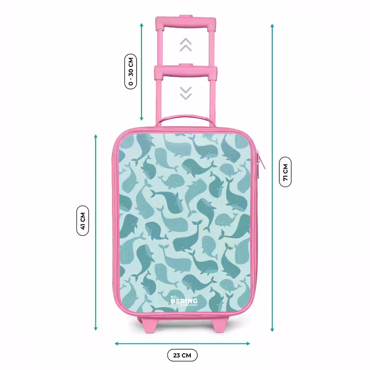 Gestileerde walvissen in tonale zeegroene tinten Kinderkoffer - Roze klein -productfoto_formaten