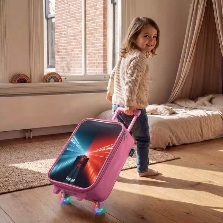 Baan - Raceauto - Neon - Rood Kinderkoffer - Roze klein -sfeer1