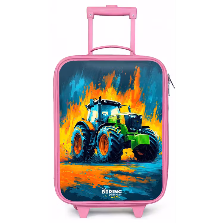Tractor - Groen - Abstract - Penseelstreken Kinderkoffer - Roze klein -zz3dotto