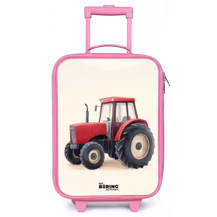 Tractor - Getekend - Rood Kinderkoffer - Roze klein -zz3dotto