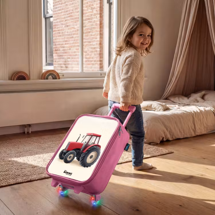 Tractor - Getekend - Rood Kinderkoffer - Roze klein -sfeer1
