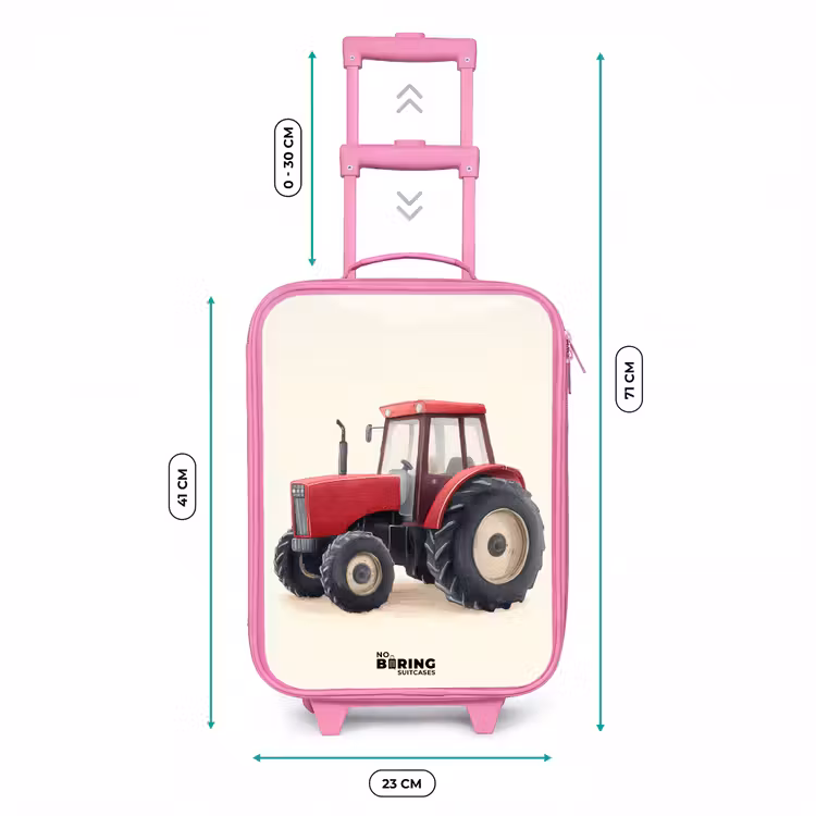 Tractor - Getekend - Rood Kinderkoffer - Roze klein -productfoto_formaten