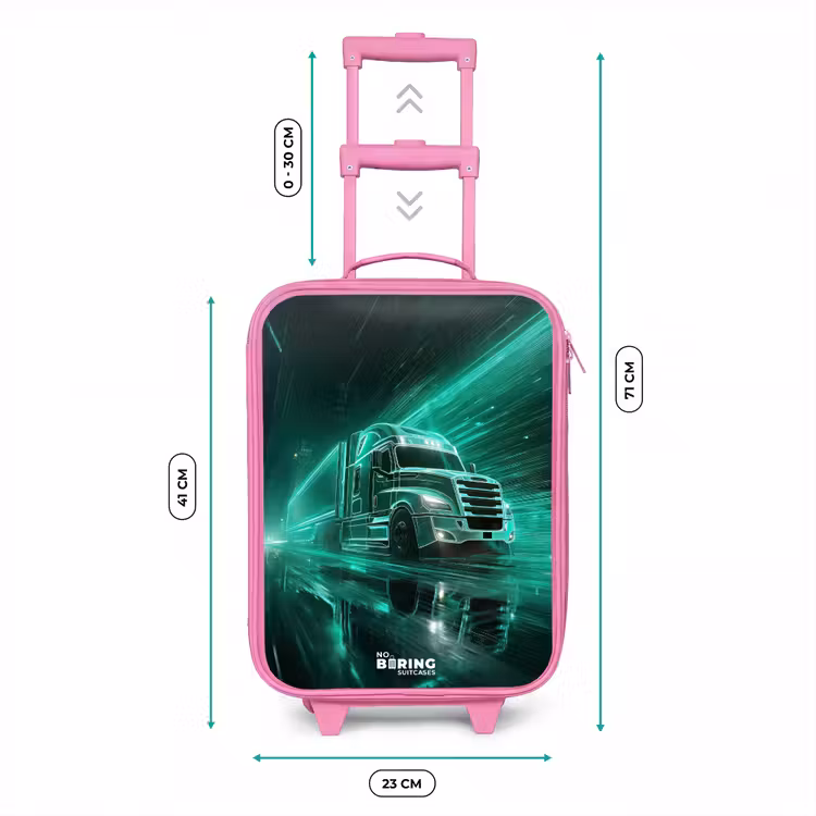 Vrachtwagen - Neon - Groen - Stad Kinderkoffer - Roze klein -productfoto_formaten