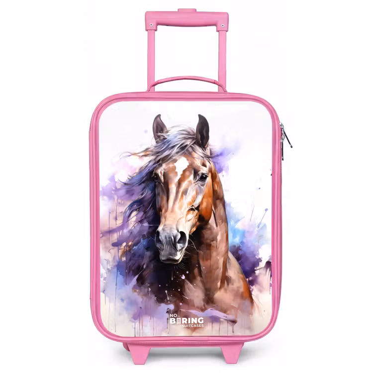 Aquarel paard met kleurrijke spatten Kinderkoffer - Roze klein -zz3dotto