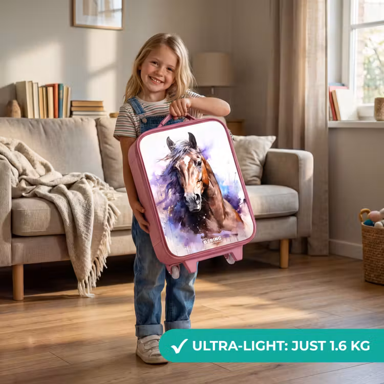 Aquarel paard met kleurrijke spatten Kinderkoffer - Roze klein -sfeer2_EN