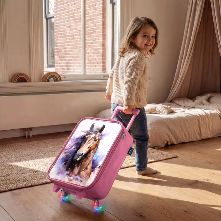 Aquarel paard met kleurrijke spatten Kinderkoffer - Roze klein -sfeer1