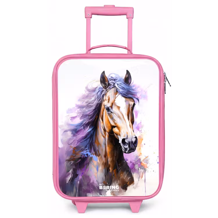 Aquarel paard met paarse manen Kinderkoffer - Roze klein -zz3dotto