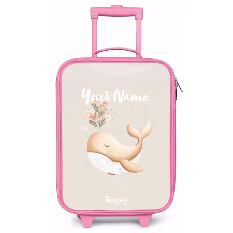 Walvis in pastel beige kleuren Kinderkoffer - Roze klein -zz3dotto