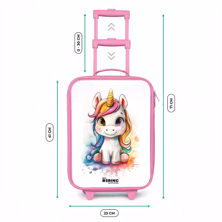 Witte Eemhoorn met Kleurrijke Manen en Verfspatten Kinderkoffer - Roze klein -productfoto_formaten