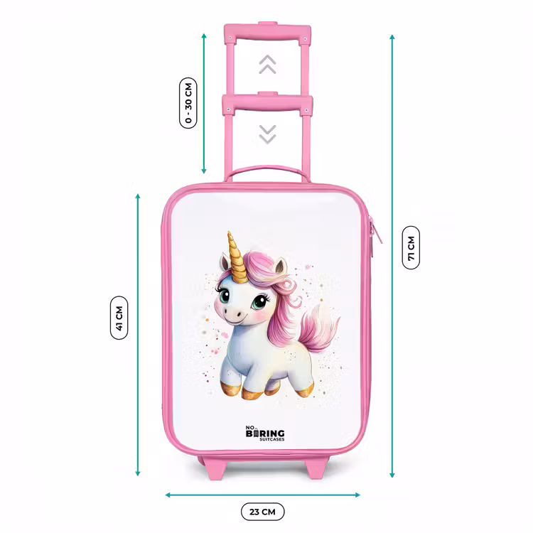 Witte eenhoorn met roze manen Kinderkoffer - Roze klein -productfoto_formaten