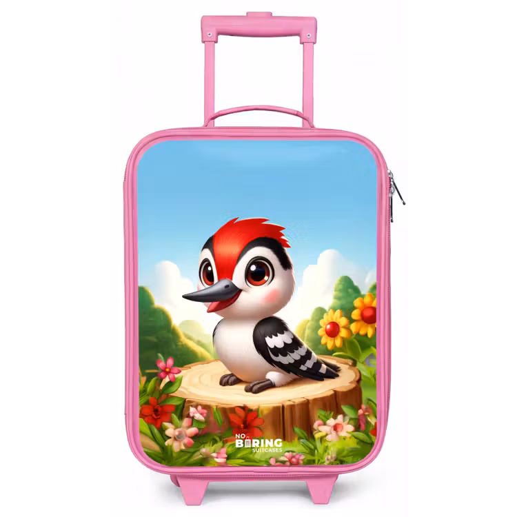Specht op en boomstronk Kinderkoffer - Roze klein -zz3dotto