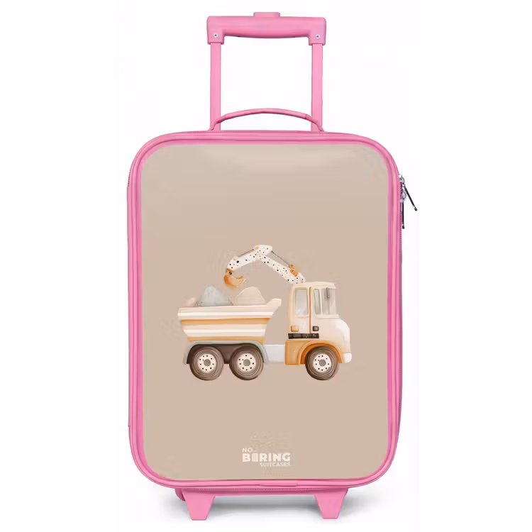 Gele kiepwagen in neutrale kleuren Kinderkoffer - Roze klein -zz3dotto