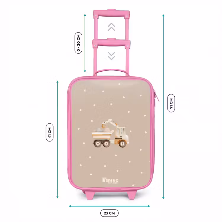 Gele kiepwagen met stenen en stippenpatroon Kinderkoffer - Roze klein -productfoto_formaten