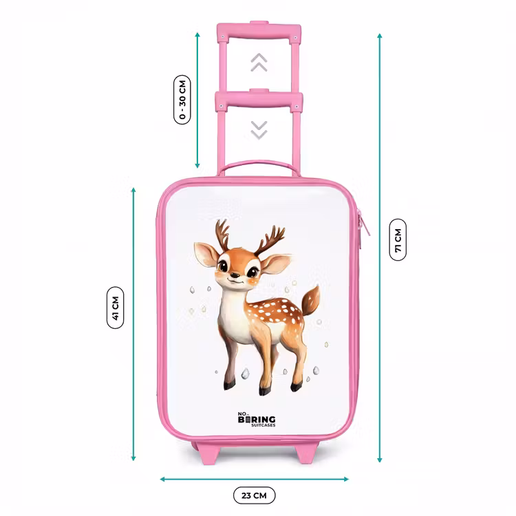 Jong hertje met gewei en witte stippen Kinderkoffer - Roze klein -productfoto_formaten