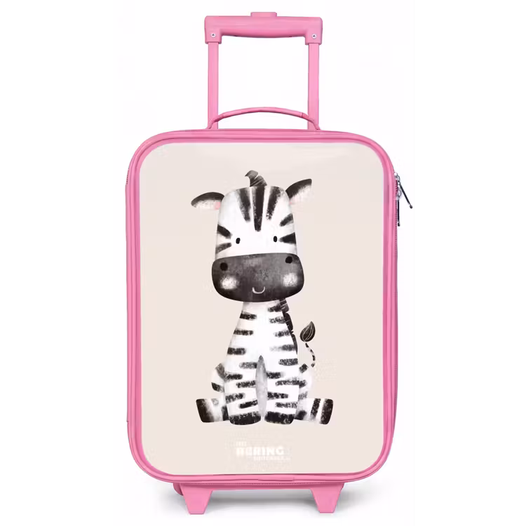 Zebra portrettekening met beige achtergrond Kinderkoffer - Roze klein -zz3dotto