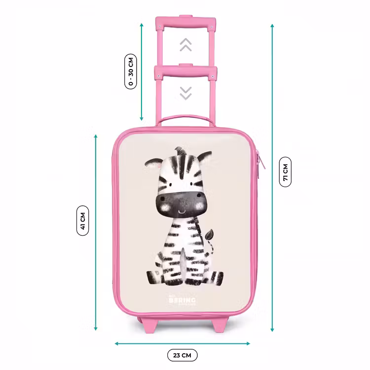 Zebra portrettekening met beige achtergrond Kinderkoffer - Roze klein -productfoto_formaten