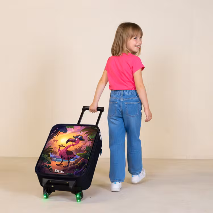 Piraten flamingo op een tropisch pad Kinderkoffer - Zwart klein -sfeer1