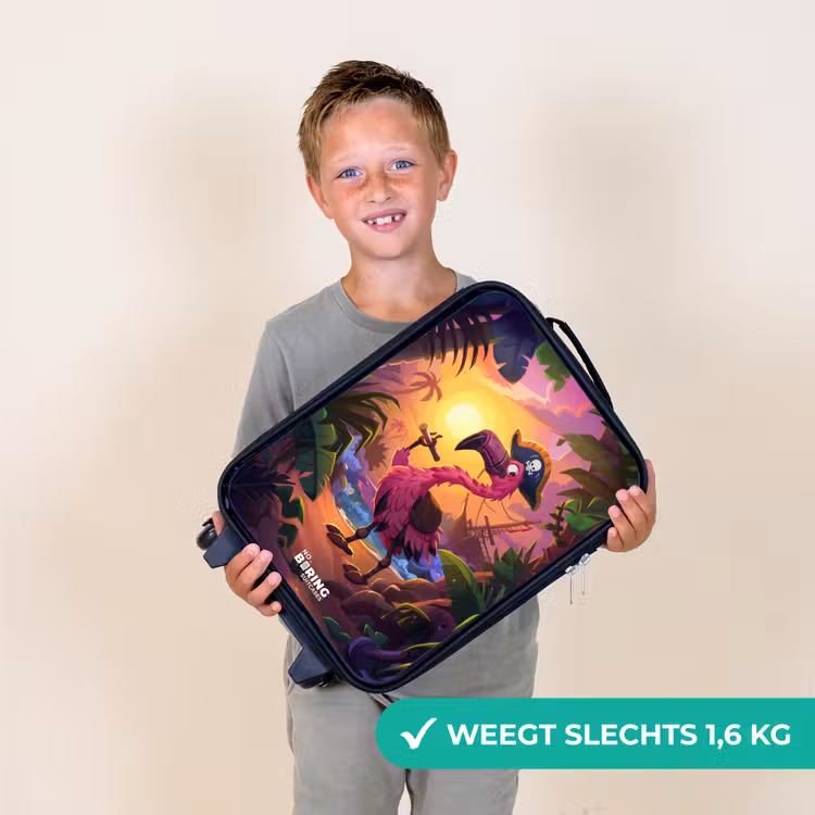 Piraten flamingo op een tropisch pad Kinderkoffer - Zwart klein -sfeer4_NL